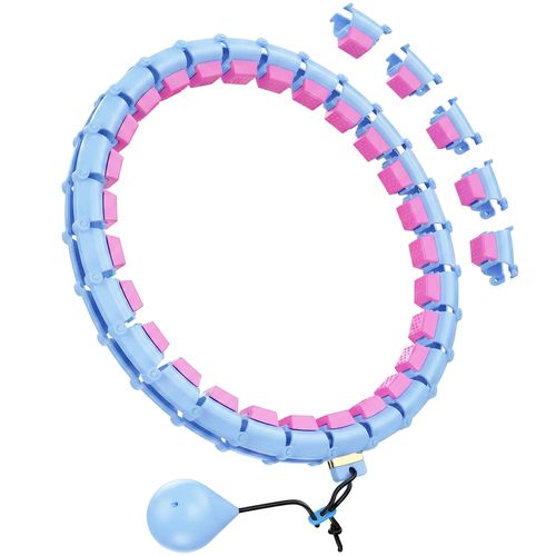 HOELLL 65 inch adjustable fitness waist hoop with 32 detachable snap links and weighted ball